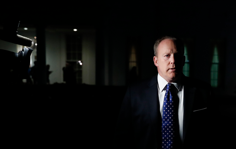 White House press secretary Sean Spicer walks from the West Wing of White House on May 9, 2017 to talk to reporters (AP Photo/Carolyn Kaster)